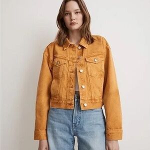 Madewell Women's The Trucker Jean Jacket Garment-Dyed Edition Ochre Fresco